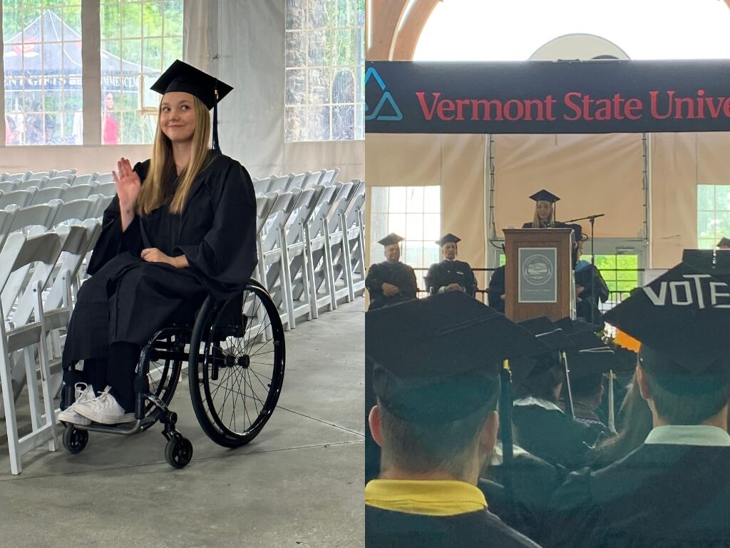 Stef attending Vermont State University graduation